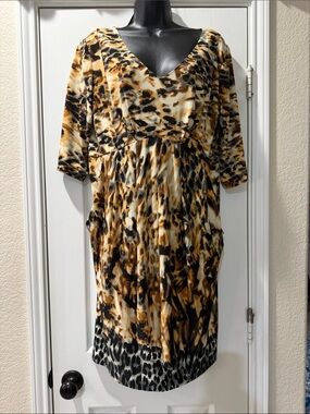 INC International Concepts Animal Print Midi Dress in Brown and Black